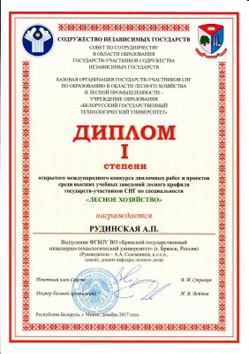 Успех на открытом международном конкурсе дипломных работ